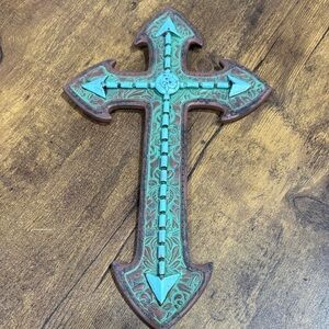 Decorative Turquoise and Brown Wall Cross
